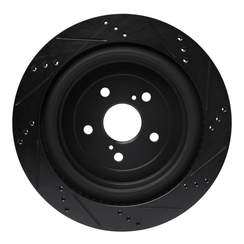 Lexus RX350 Brake Rotor (1) - Rear Left - R1 Concepts - Drilled & Slotted - Black - `16-`22